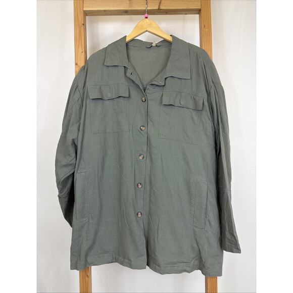 Soya Jackets & Blazers - NWT Soya Concept Green Lightweight Button Up Jacket XL Long Sleeve Boho Shacket